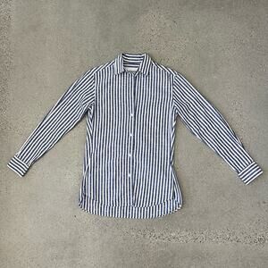 Grayson for Anthropologie Blue & White Stripped Button Down Shirt